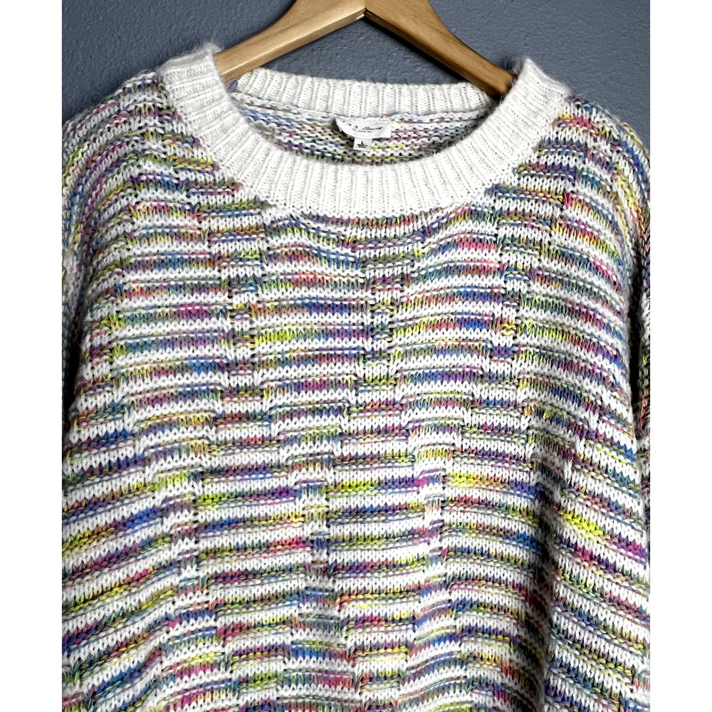 143 Story by Line Up Sweater Womens Size Large Rainbow Striped Knit Pullover